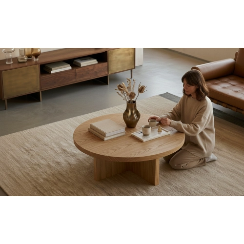 STOLIK KAWOWY z Drewna Litego  Dębowego - Jesionowego  STK-909